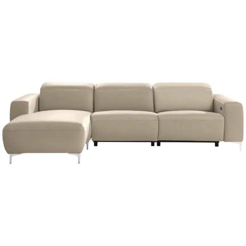 Ecksofa in Echtleder Hellbraun 177/292 cm