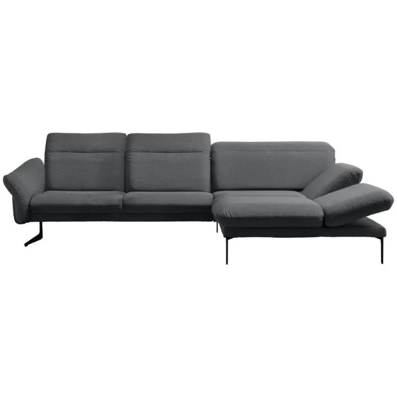 Ecksofa in Webstoff Grau 299/203 cm