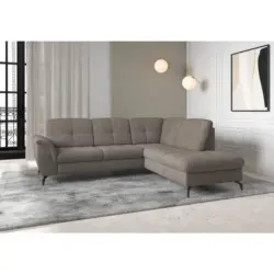 Ecksofa Zora E in Flachgewebe Schlammfarben 244/212 cm