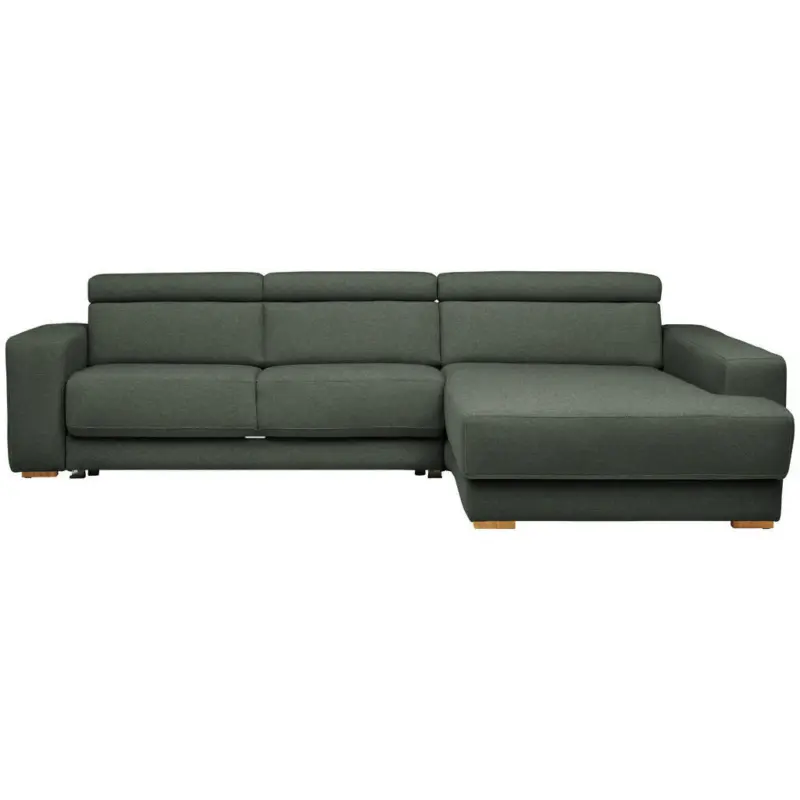 Ecksofa in Chenille Dunkelgr&uuml;n 316/206 cm