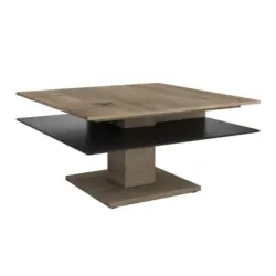 Couchtisch in Holz, Glas 90/90/46 cm