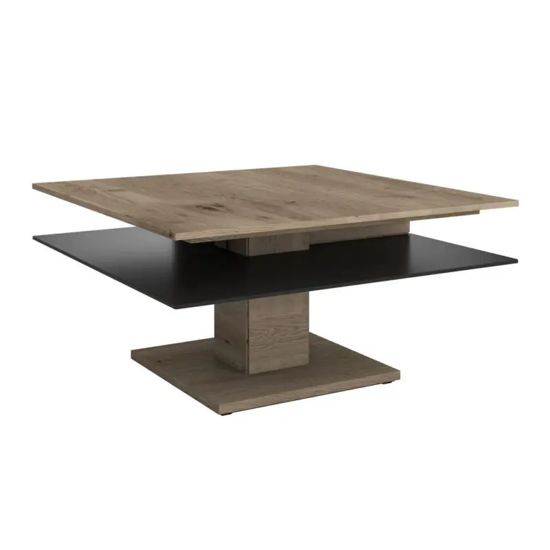 Couchtisch in Holz, Glas 90/90/46 cm