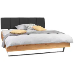 Bett 160/200 cm in Anthrazit, Buchefarben