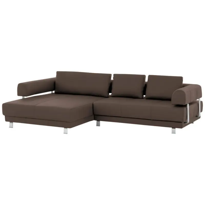 Ecksofa in Echtleder Braun 188/307 cm