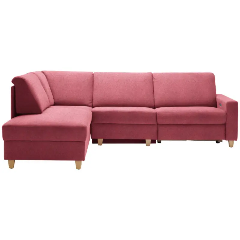 Ecksofa in Flachgewebe Bordeaux 203/261 cm