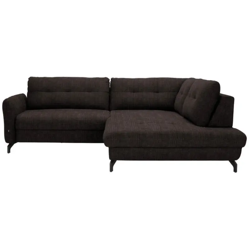 Ecksofa in Flachgewebe, Leinenoptik Dunkelbraun 247/208 cm
