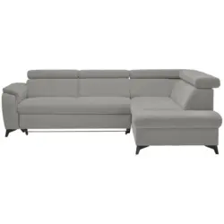 Ecksofa Prag in Mikrofaser Hellgrau 260/203 cm