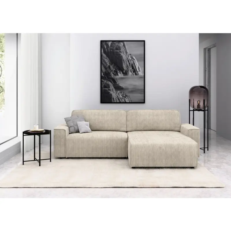 Ecksofa Chance in Cord Creme 265/164 cm