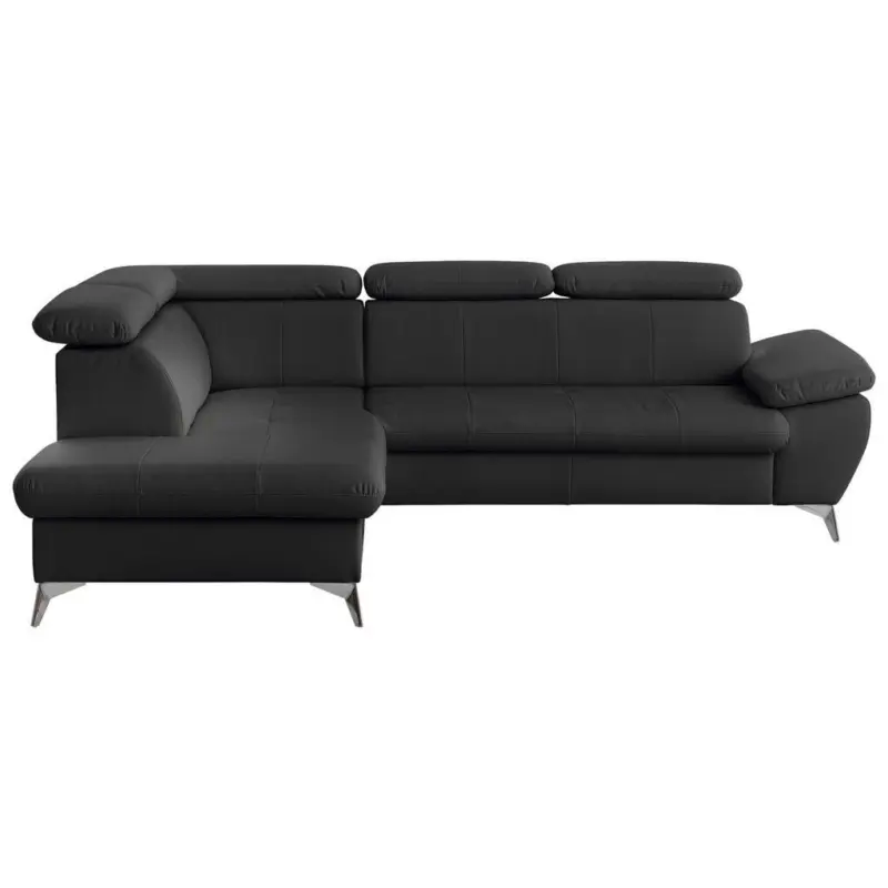 Ecksofa in Lederlook Schwarz
