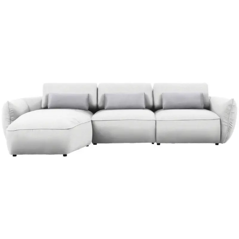 Ecksofa in Chenille Wei&szlig; 190/340 cm
