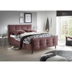 Polsterbett gepolstertes Kopfteil Aubergine 140/200 cm