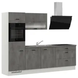 K&uuml;chenleerblock 270 cm in Grau