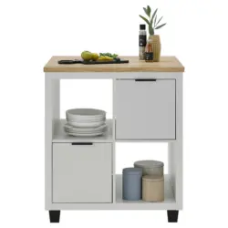 K&uuml;cheninsel in Hellgrau, Eiche Artisan