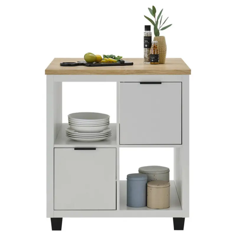 K&uuml;cheninsel in Hellgrau, Eiche Artisan