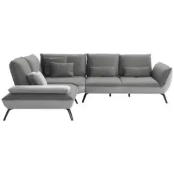 Ecksofa in Flachgewebe Hellgrau 250/310 cm