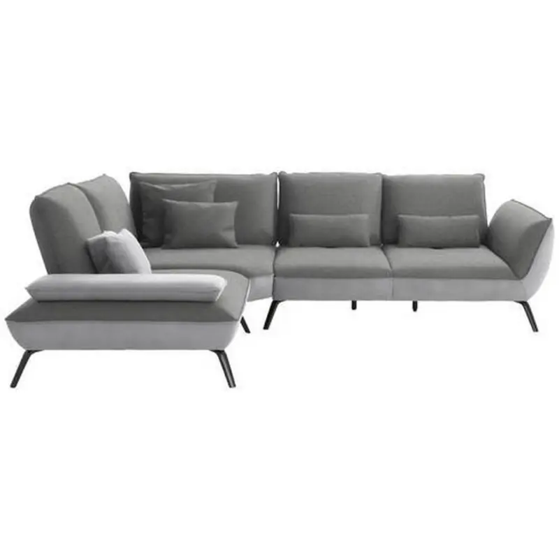 Ecksofa in Flachgewebe Hellgrau 250/310 cm