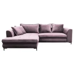 Ecksofa in Velours Beere 187/277 cm