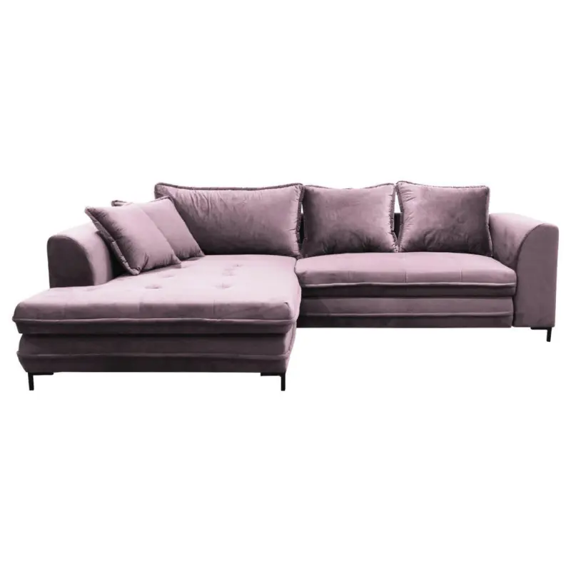 Ecksofa in Velours Beere 187/277 cm