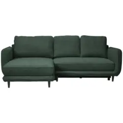 Ecksofa in Struktur Dunkelgr&uuml;n