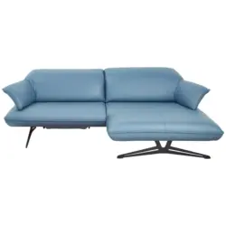 Ecksofa in Echtleder Blau 252/169 cm