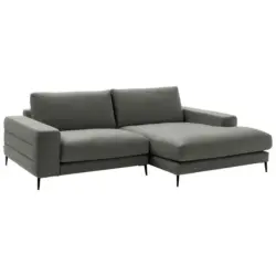 Ecksofa in Velours Grau 253/177 cm