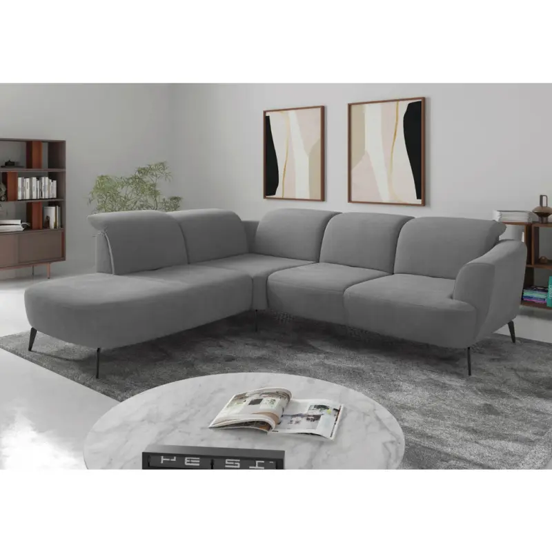 Ecksofa ZOE E in Flachgewebe Grau 267/300 cm