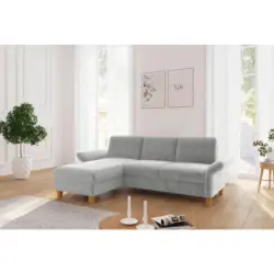 Ecksofa Rochelle E in Flachgewebe Hellgrau 164/251 cm