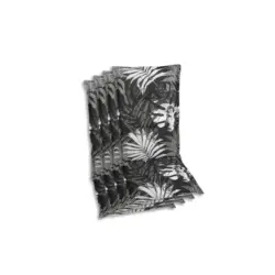 Sesselauflagenset in Grau, Schwarz, Wei&szlig; Bl&auml;tter