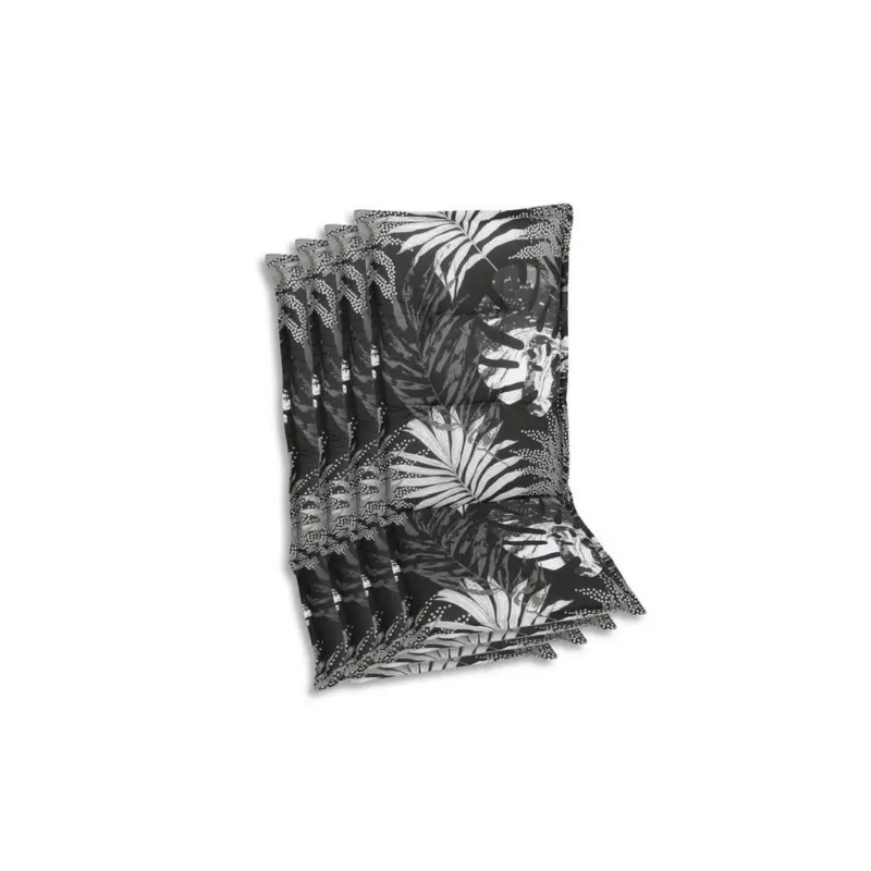 Sesselauflagenset in Grau, Schwarz, Wei&szlig; Bl&auml;tter