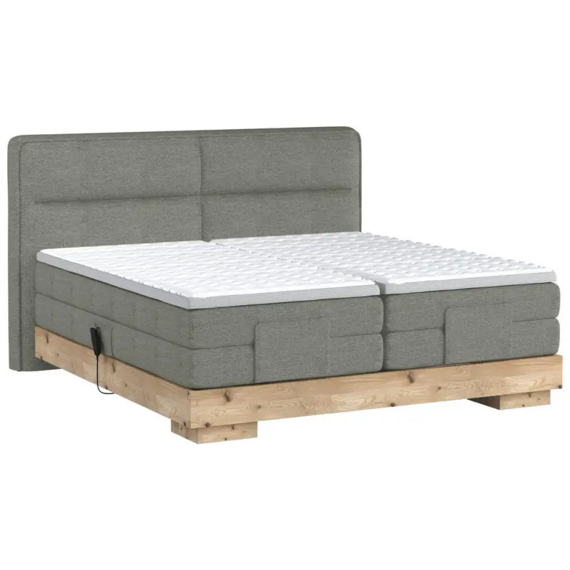 Boxspringbett 160/200 cm in Grau, Eichefarben