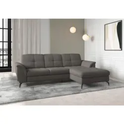 Ecksofa Zora E in Flachgewebe Graphitfarben 262/164 cm