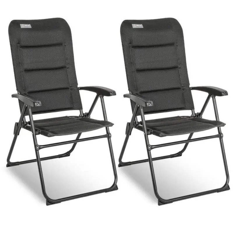 Gartenklappsessel-Set in Metall, Textil Schwarz, Schieferfarben