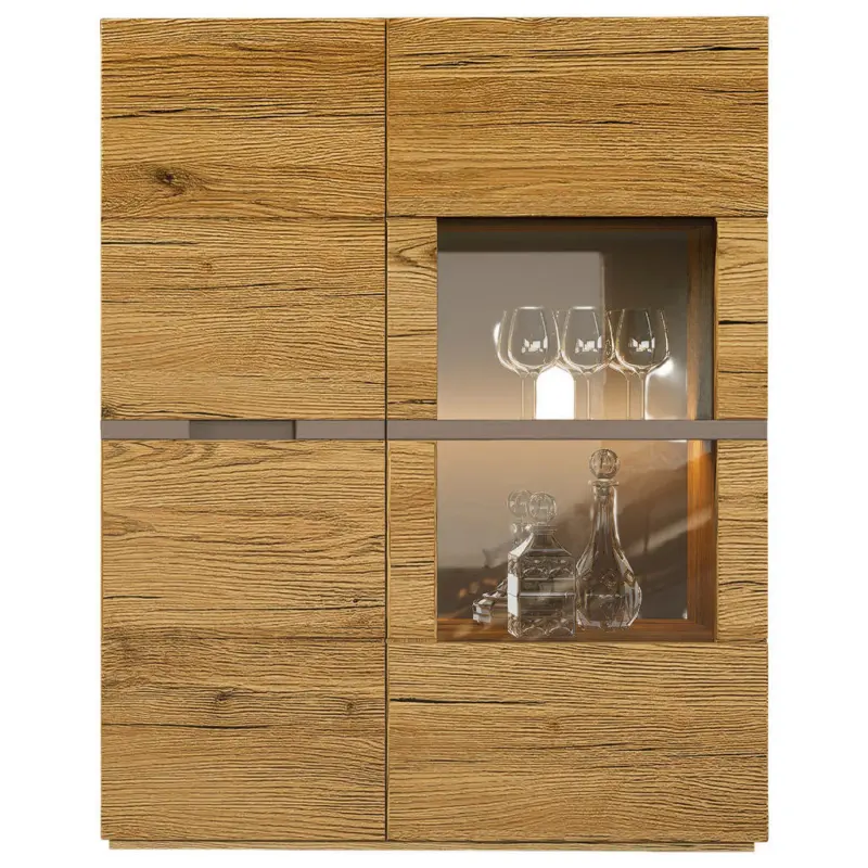 Highboard Taupe, Wildeiche 105/132/40 cm