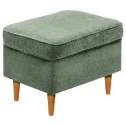 Hocker in Textil Olivgr&uuml;n, Eiche Wotan