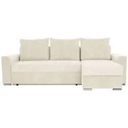 Ecksofa in Cord, Mikrofaser Creme 239/141 cm