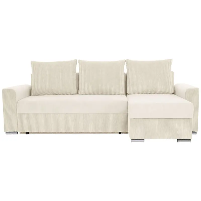 Ecksofa in Cord, Mikrofaser Creme 239/141 cm