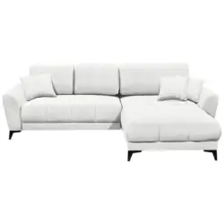 Ecksofa in Webstoff Wei&szlig;
