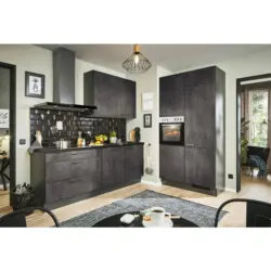 Eckk&uuml;che 220/120 cm in Graphitfarben, Schwarz