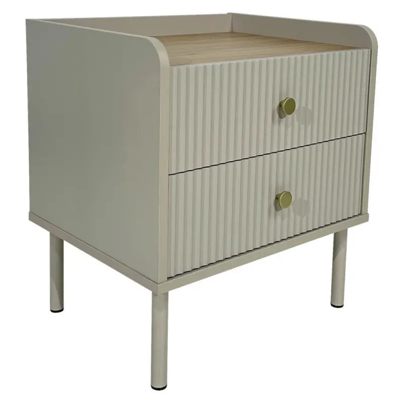 Nachtk&auml;stchen in Eichefarben, Hellgrau