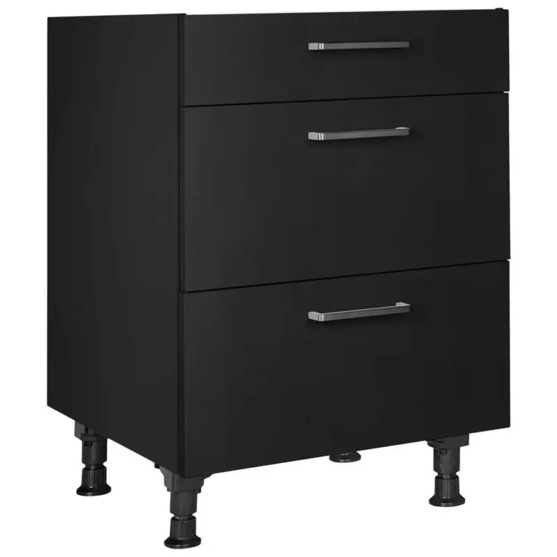 Schubkastenunterschrank 60/87/56 cm in Schwarz