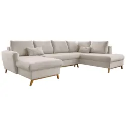 Wohnlandschaft in Chenille Beige