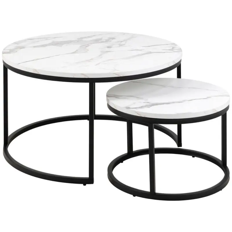 Couchtisch in Metall, Holzwerkstoff