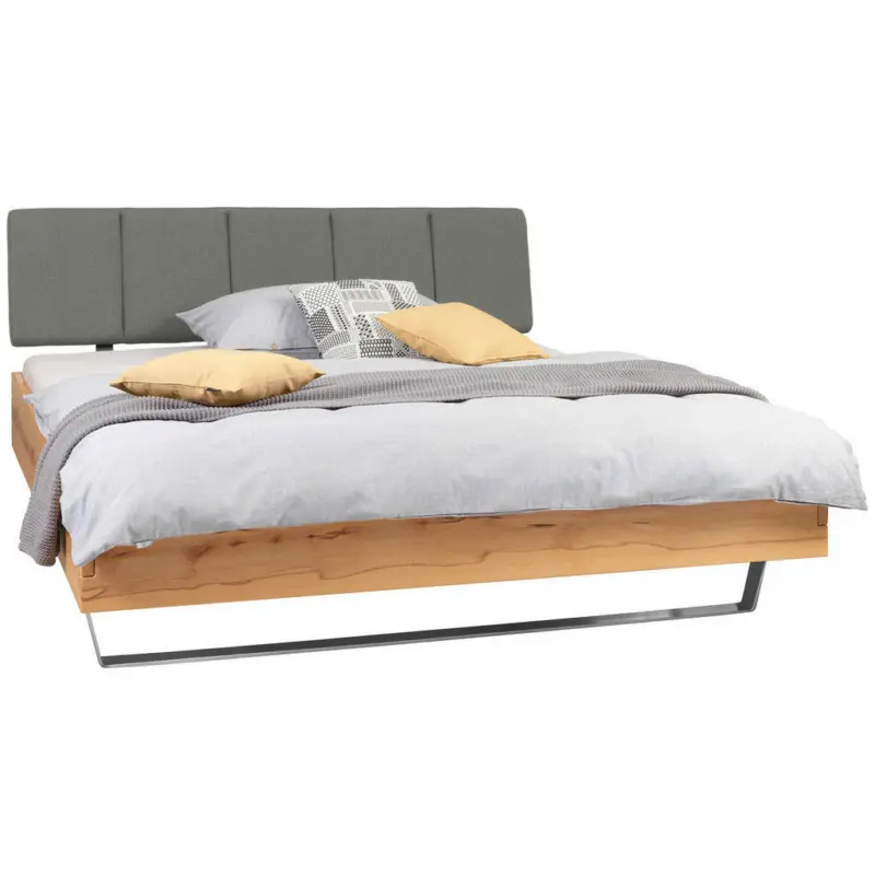 Bett 180/200 cm in Grau, Buchefarben