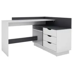 Eckschreibtisch 129/105/84 cm in Schwarz, Wei&szlig;