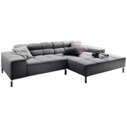 Ecksofa in Flachgewebe Grau 280/178 cm