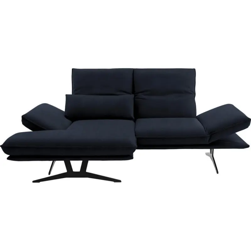 Ecksofa in Echtleder Dunkelblau 130/210 cm