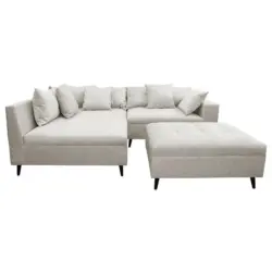 Ecksofa inkl. Hocker in Flachgewebe Hellgrau 174/247 cm