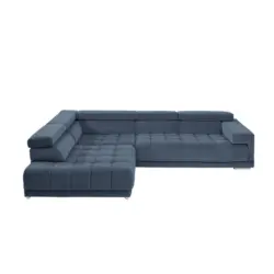 Ecksofa in Mikrofaser Blau 222/326 cm