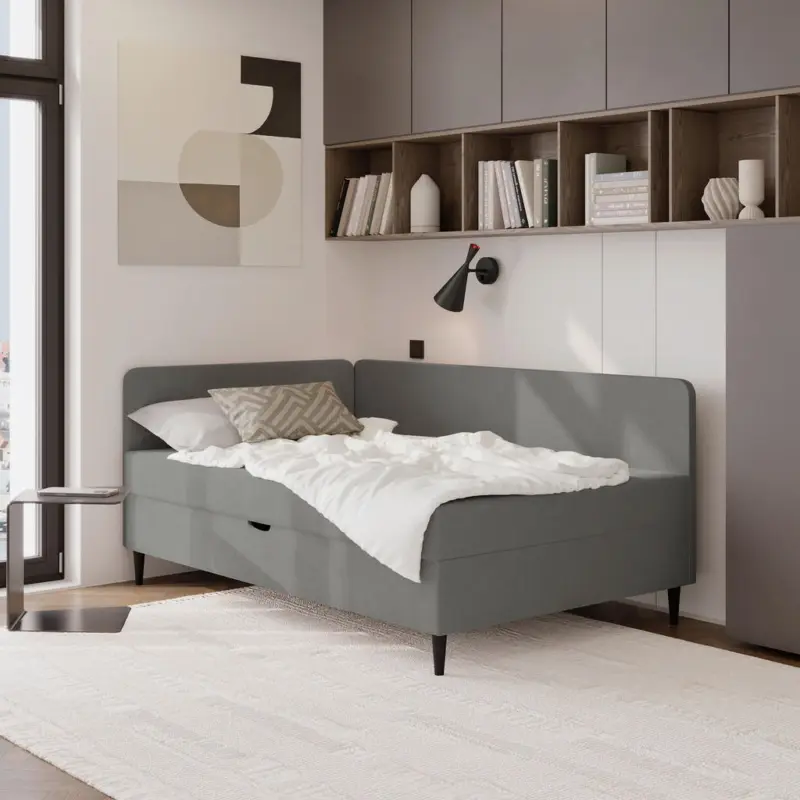 Boxbett 120/200 cm in Graphitfarben