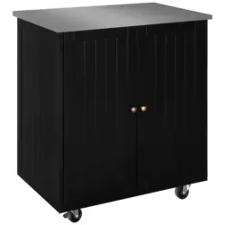 K&uuml;cheninsel in Schwarz, Edelstahlfarben